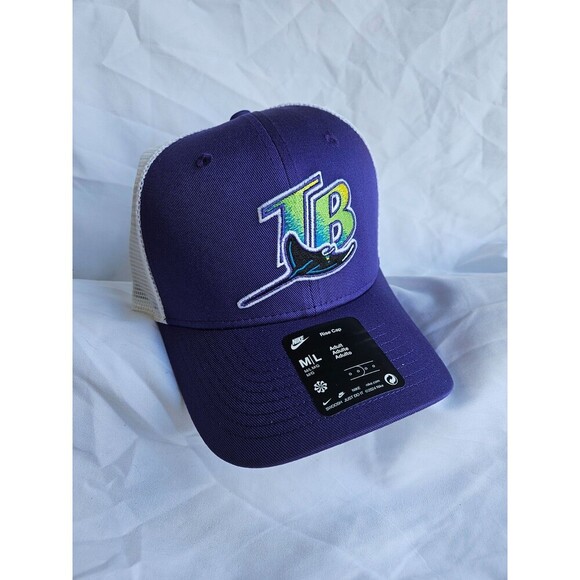 Tampa Bay Rays MLB Nike Rise Purple/White Adjustable Trucker Hat - SIZE: M/L - Picture 1 of 5